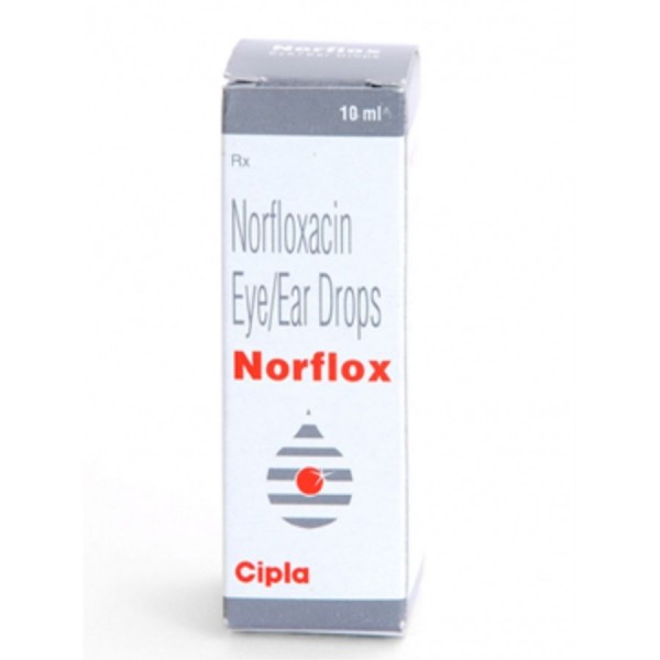 A box of generic Norfloxacin 0.3 % Eye Drops