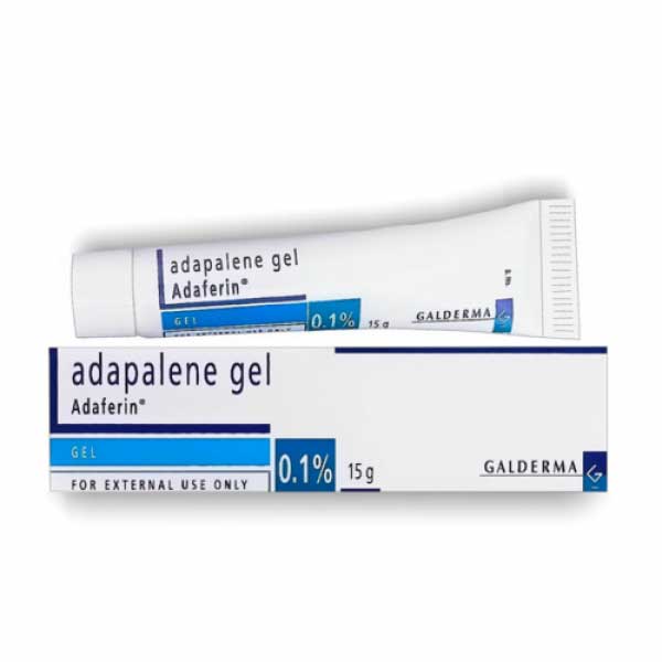 A box and tube of Adapalene 0.1 Percent Gel - 15gm