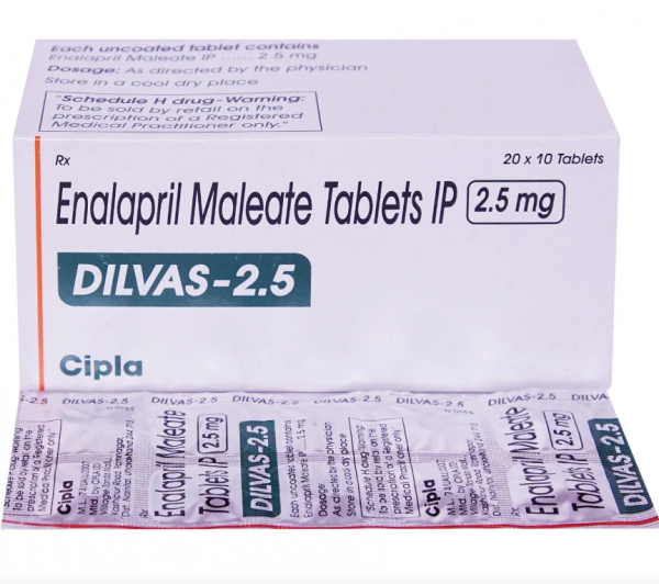 A box of Vasotec Generic 2.5 mg Pill - Enalapril