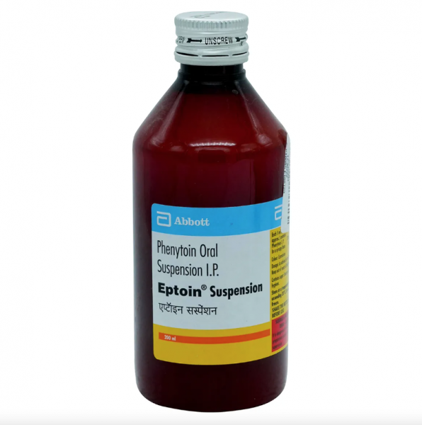 Bottle of generic Phenytoin suspension - (30 mg/5 ml) 