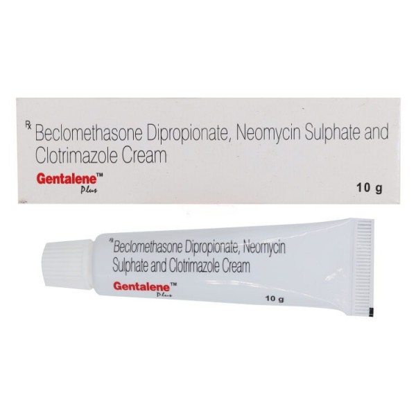 A pack and  tube of Generic Beclometasone (0.025% w/w) + Neomycin (0.5% w/w) + Clotrimazole (1% w/w) Cream