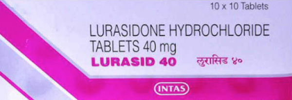 A box and a strip of Lurasidone 40mg Pill