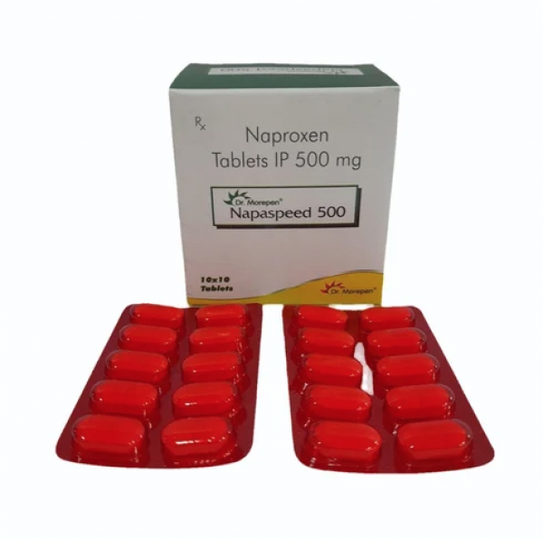 A box and a strip of Naproxen 500mg Pills