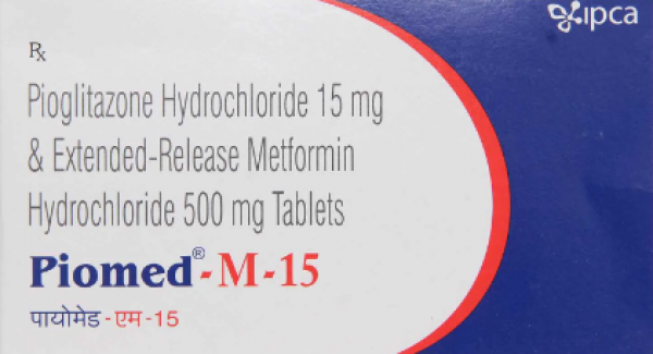 Box of generic pioglitazone 15 mg, metformin (ER) 500 mg tablets