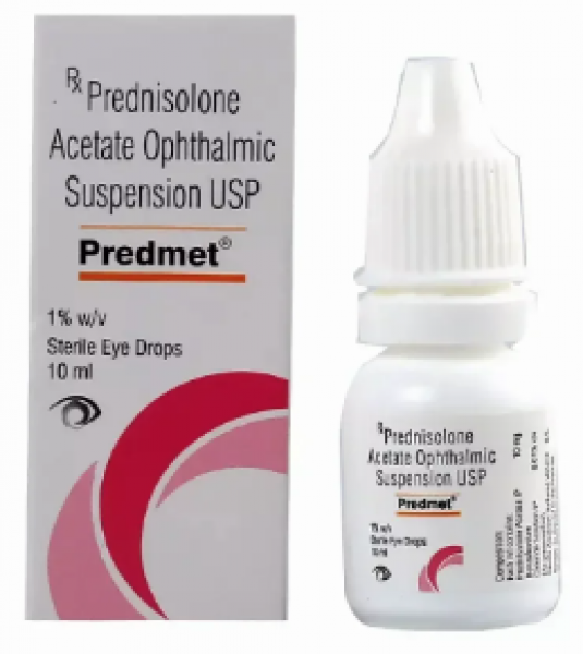 A pack and bottle of Prednisolone 1% Eye Drop