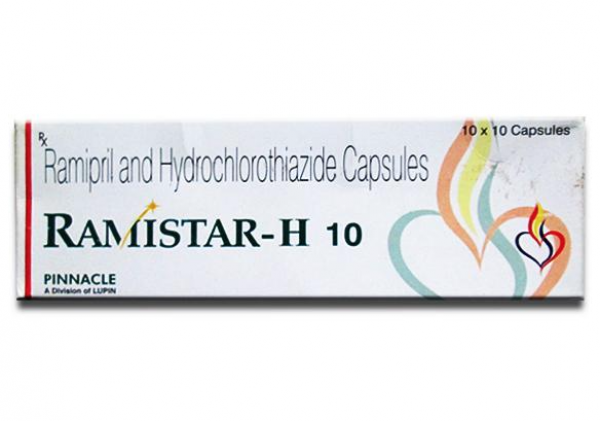 A pack of Ramipril 10 mg + Hydrochlorothiazide 12.5 mg Generic Tablet