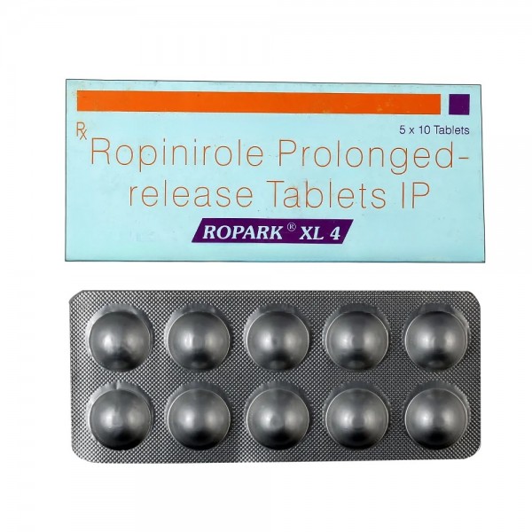 A box of generic Ropinirole (4 mg) Tablet