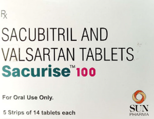 A box of Sacubitril 49mg & Valsartan 51mg pills