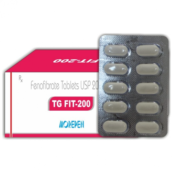 A box of Fenofibrate 200mg Capsule 